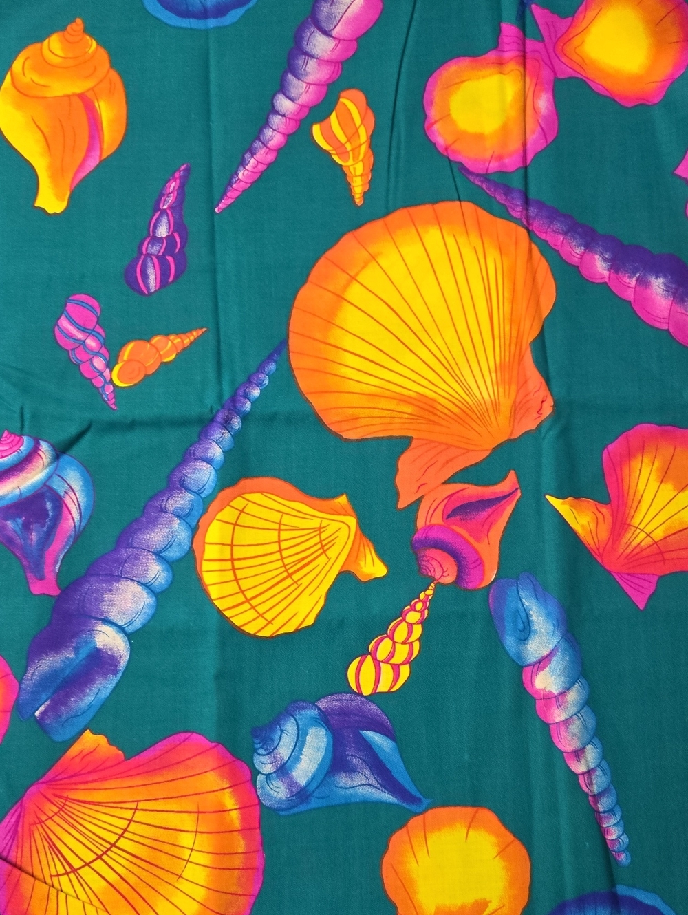 Vntg Teal Floral Reef Fabric 100% Cotton NWOT 1 Yd x 44"